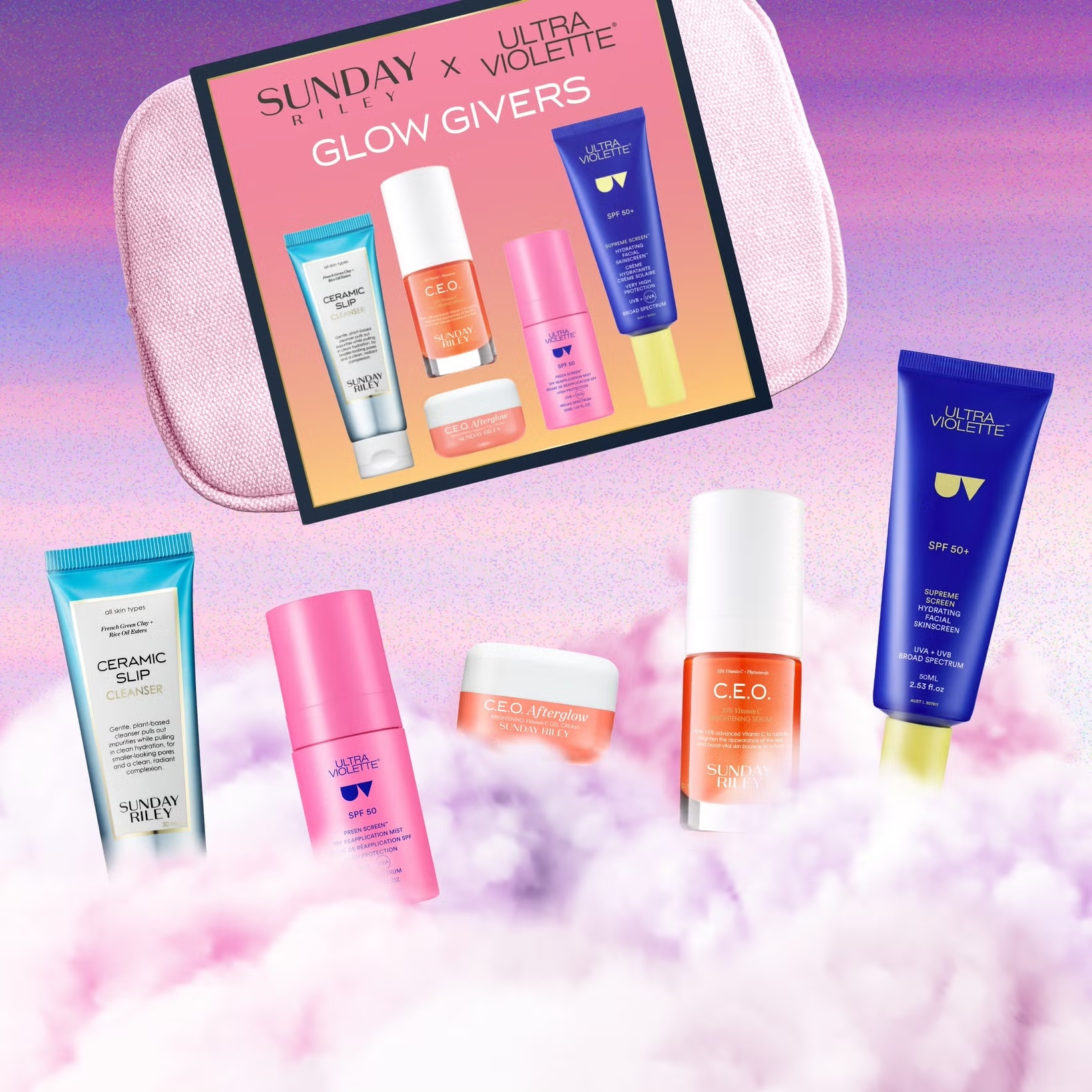 SUNDAY RILEY Sunday Riley x Ultra Violette: Glow Givers Kit купить в Beauty Storage. Быстрая доставка по России и СНГ.