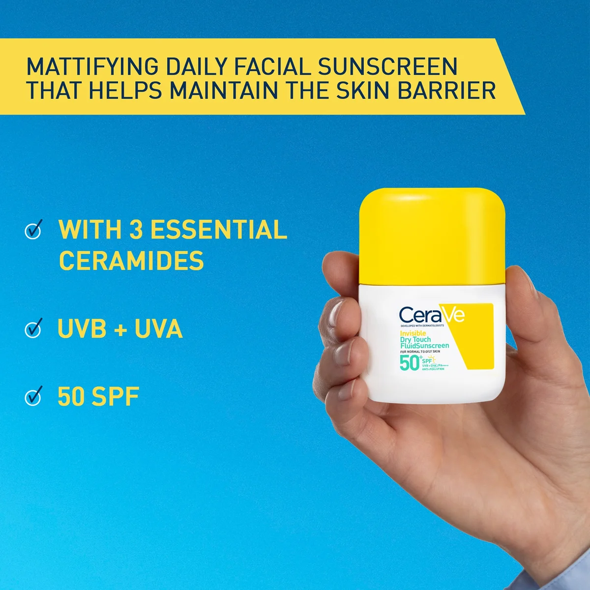 Купить CERAVE Invisible Dry Touch Fluid Sunscreen SPF 50  на Beautystorage.ru. Быстрая доставка по России и СНГ.