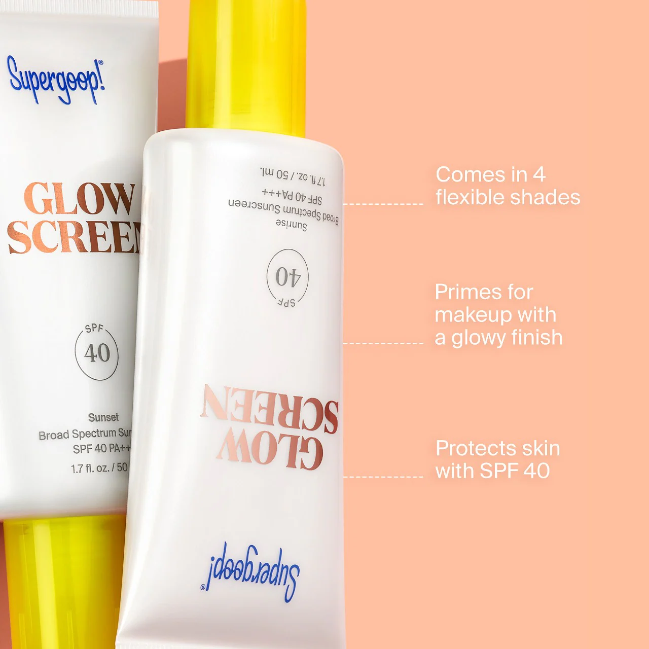 SUPERGOOP! Glowscreen Sunscreen SPF 40 PA+++ with Hyaluronic Acid + Niacinamide купить в Beauty Storage. Быстрая доставка по России и СНГ.