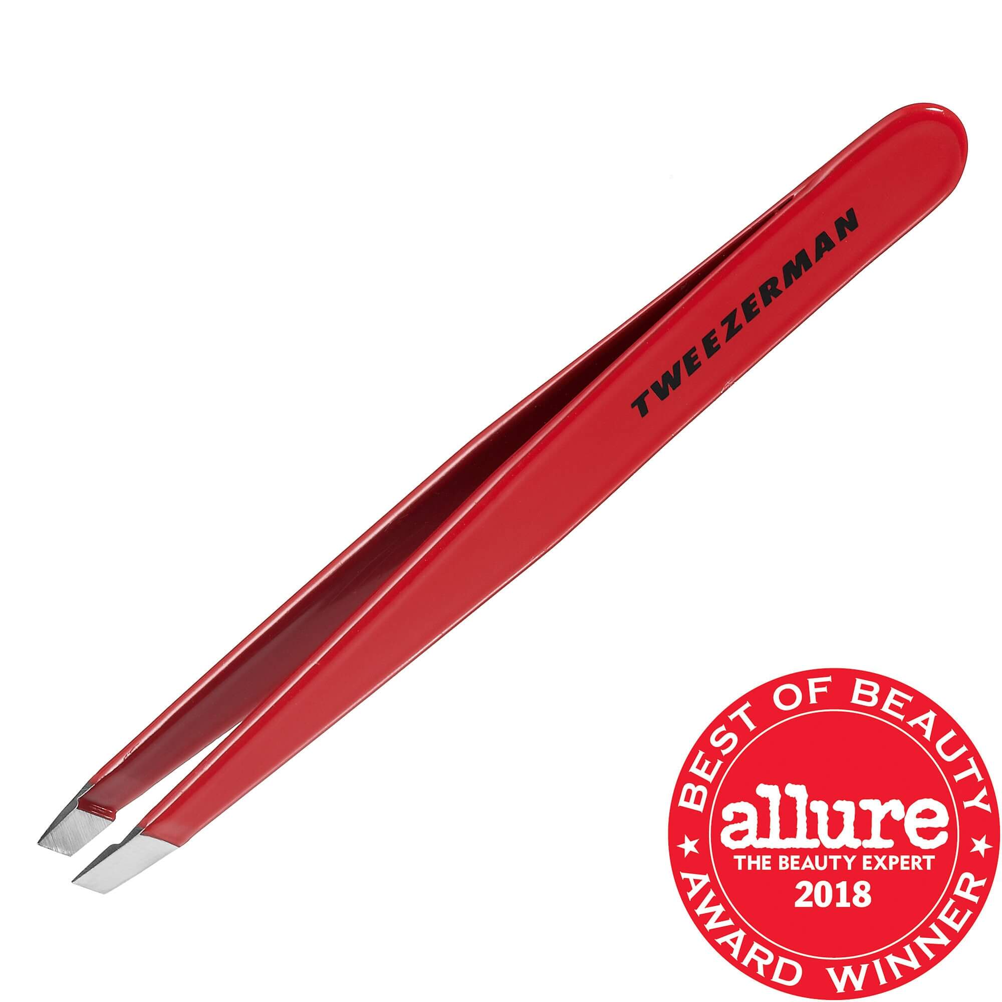 TWEEZERMAN Stainless Steel Slant Tweezer - красный