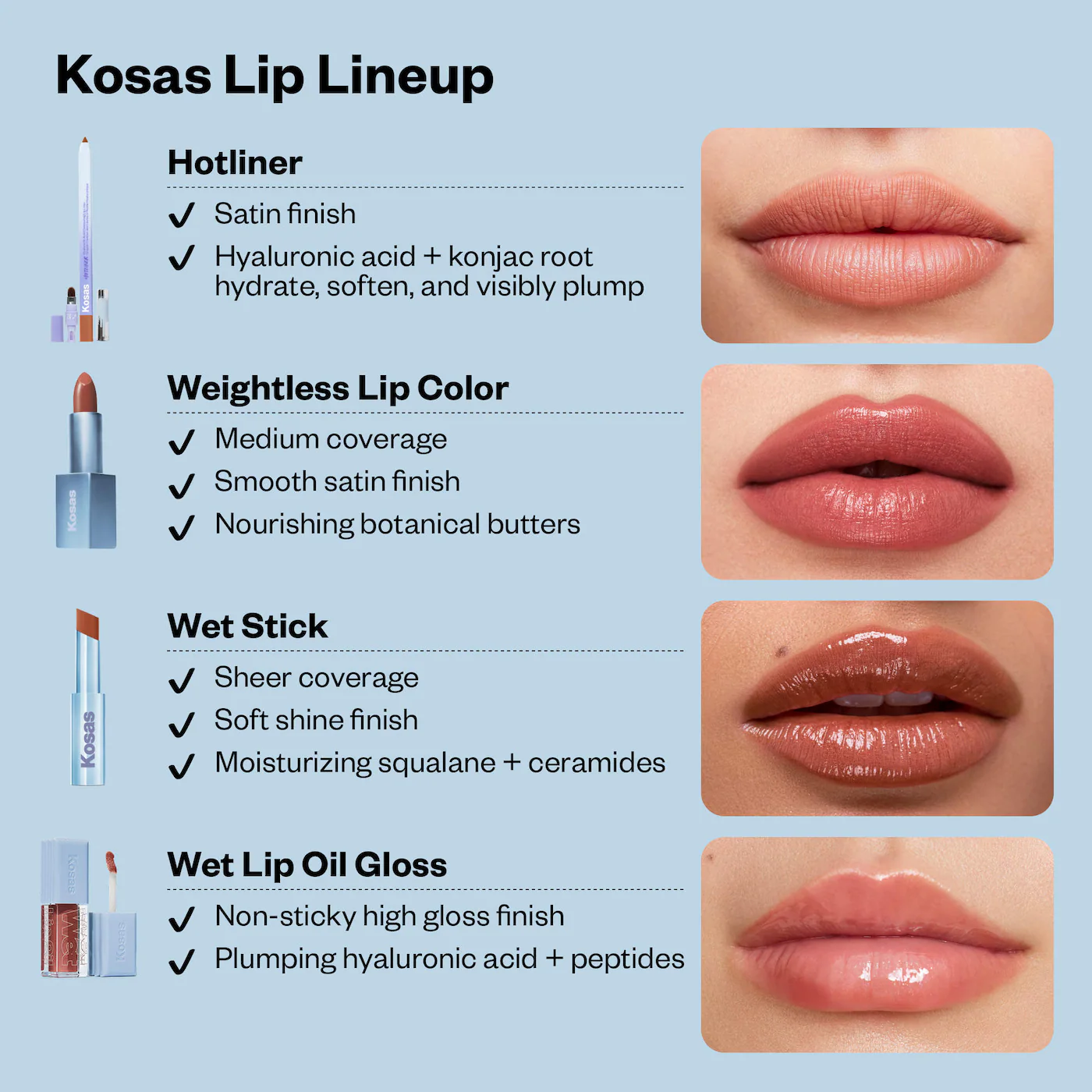 Купить KOSAS Wet Lip Oil Gloss Plumping Peptide Lip Treatment Gloss на Beautystorage.ru. Быстрая доставка по России и СНГ.
