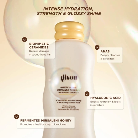 GISOU Honey Gloss Ceramide Therapy Hydrating Shampoo купить в Beauty Storage. Быстрая доставка по России и СНГ.