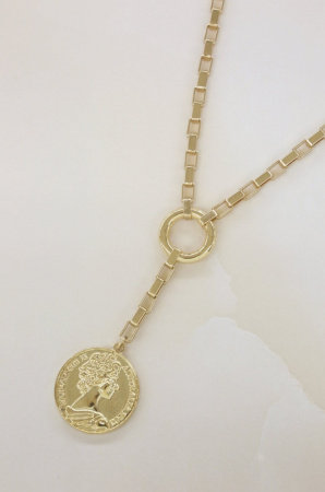 Power Player Gold Coin Lariat Necklace
