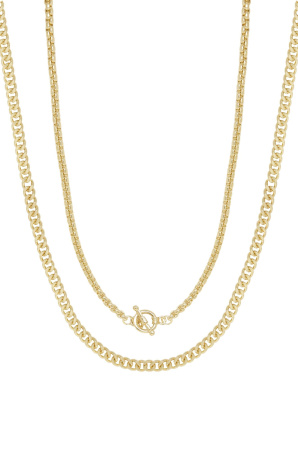 Double Mixed Gold Chain Necklace Set