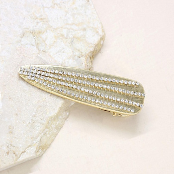 Crystal Striped Brushed Gold Hair Clip