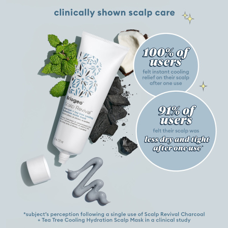 BRIOGEO Scalp Revival™ Charcoal + Tea Tree Cooling Hydration Mask for Dry, Itchy Scalp and Brush купить в Beauty Storage. Быстрая доставка по России и СНГ.
