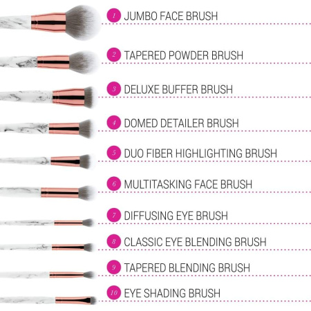 BH COSMETICS Marble Luxe 10 Piece Brush Set