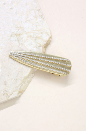 Crystal Striped Brushed Gold Hair Clip