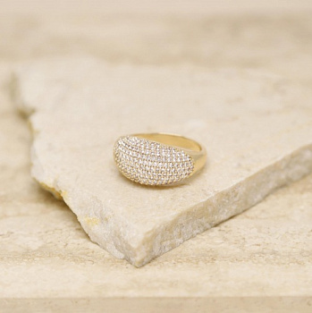 Crystal Cluster Knockout 18k Gold Plated Ring - Размер 7