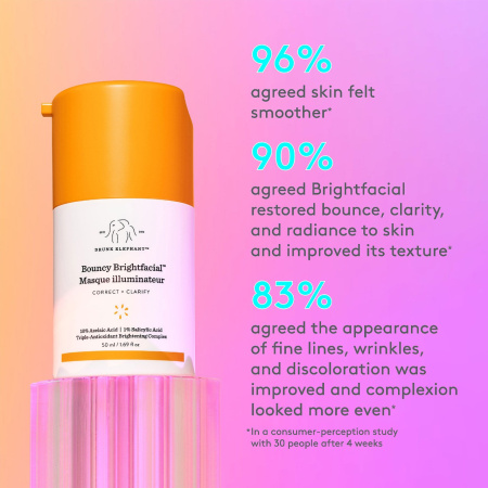 DRUNK ELEPHANT Bouncy Brightfacial Brightening Mask with 10% Azelaic Acid + 1% Salicylic Acid купить в Beauty Storage. Быстрая доставка по России и СНГ.