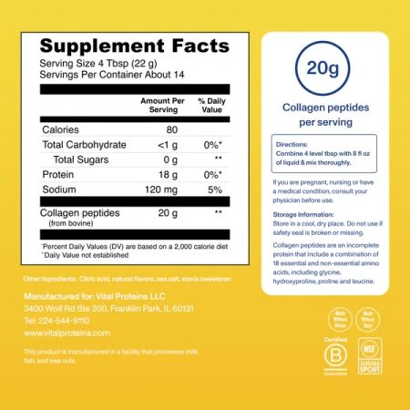 VITAL PROTEINS Lemon Collagen Peptides купить в Beauty Storage. Быстрая доставка по России и СНГ.