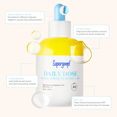 SUPERGOOP! Daily Dose Hydra-Ceramide Boost + SPF 40 Sunscreen Oil PA+++ купить в Beauty Storage. Быстрая доставка по России и СНГ.
